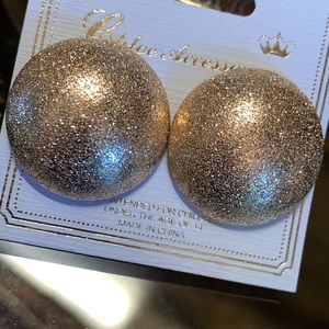 Extra Large Gold Button Sparkling Earrings